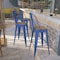 Flash Furniture Blue Metal Barstool with Back and Wood Seat, 30" High, PK4 4-CH-31320-30GB-BL-WD-GG - alternate 1